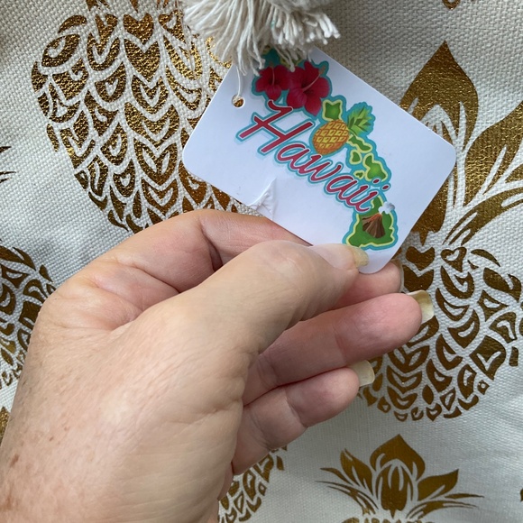 Large Hawaii Gold Pineapple Canvas Bag NWT - Picture 3 of 7